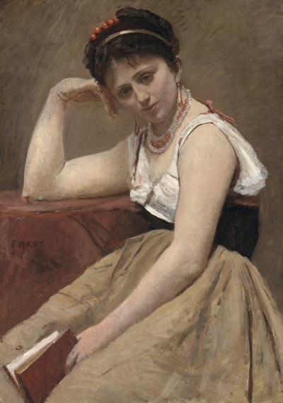 1870年頃の中断された読書。 作： Jean Baptiste Camille Corot