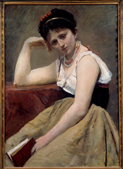 中断された読書 作： Jean Baptiste Camille Corot