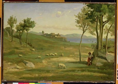 イタリアの風景、1838 作： Jean Baptiste Camille Corot