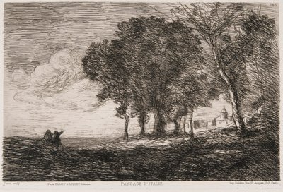イタリアの風景画、1865年頃   作： Jean Baptiste Camille Corot
