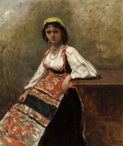 イタリア人女性 ラ・モリエーリ 1872年頃 作： Jean Baptiste Camille Corot