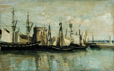 ラ ロシェル、乾ドックの入り口 作： Jean Baptiste Camille Corot