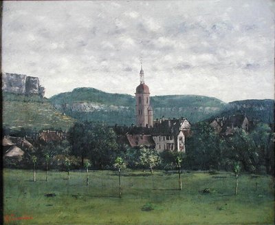 教会のある風景（油彩・キャンバス） 作： Jean Baptiste Camille Corot