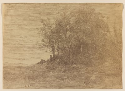 ルボワドゥエルミテ、1858年（織り紙にビストレブラウンのクリシェヴェール） 作： Jean Baptiste Camille Corot