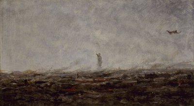 ル・レーヴ：火のパリ、1870年9月、1870年（油彩・カンヴァス） 作： Jean Baptiste Camille Corot