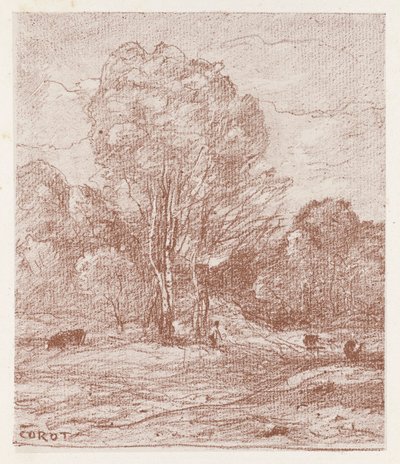 牛の牧場 作： Jean Baptiste Camille Corot