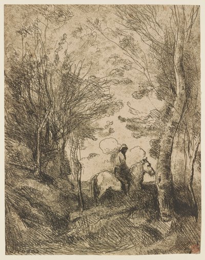 Le grand cavalier sous bois (森の中の大ライダー) 作： Jean Baptiste Camille Corot