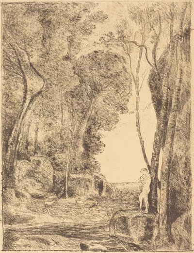 小さな羊飼い、一皿目 (Le Petit Berger) 作： Jean Baptiste Camille Corot