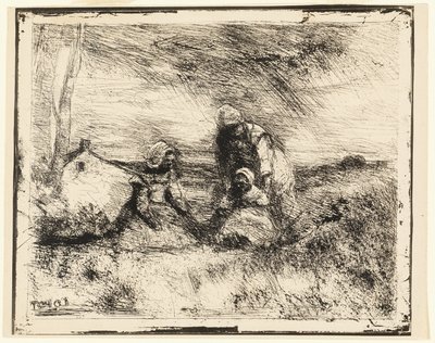 リトル シスター 作： Jean Baptiste Camille Corot
