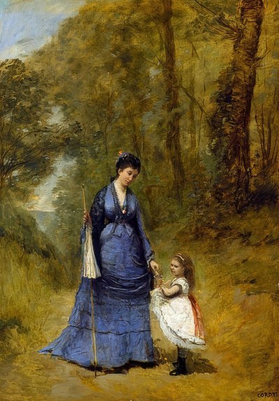 マダム・スタンプと彼女の娘。 1872 作： Jean Baptiste Camille Corot
