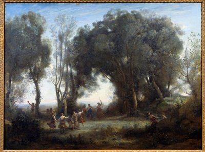 マチネ、ニンフの踊り。カミーユ・コロー（1796-1875）による絵画 作： Jean Baptiste Camille Corot