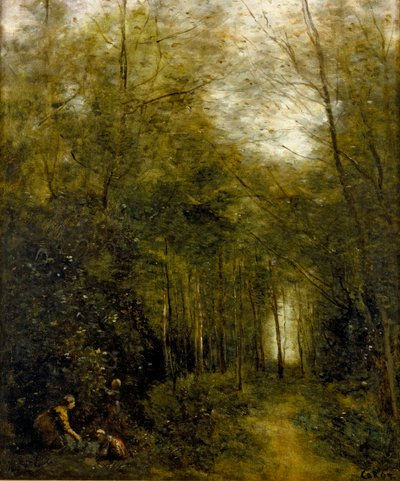 モンフェルムイユ、森の中の小川、1867年 作： Jean Baptiste Camille Corot