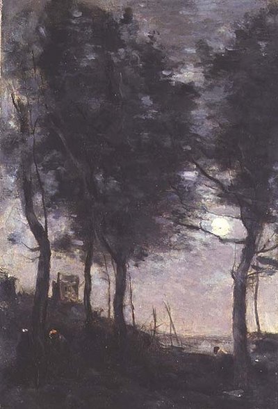 海辺の月明かり 作： Jean Baptiste Camille Corot