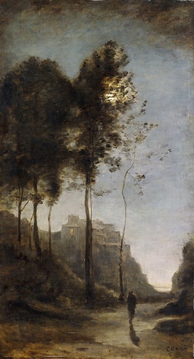 湾岸の月明かり、1855年頃 作： Jean Baptiste Camille Corot