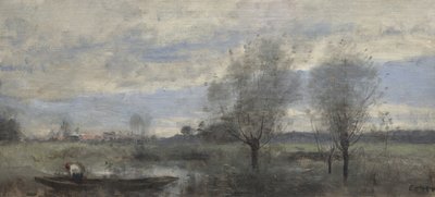 パルエル、沼地のボーター 作： Jean Baptiste Camille Corot