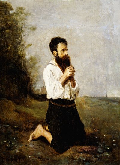 祈りの農民;祈りの農民、 作： Jean Baptiste Camille Corot