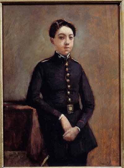 大学生アベル・シャンボーの肖像 カミーユ・コロー（1796-1875）の絵画 19世紀 日0.32x0.24m 作： Jean Baptiste Camille Corot