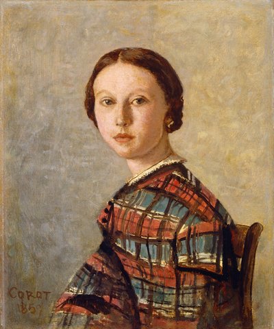 若い女の子の肖像 作： Jean Baptiste Camille Corot