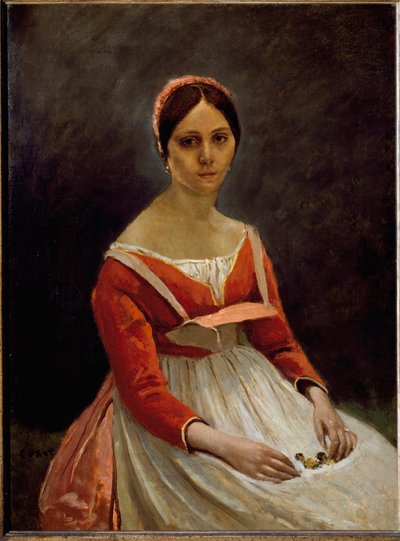 少女の肖像（油彩・キャンバス 作： Jean Baptiste Camille Corot