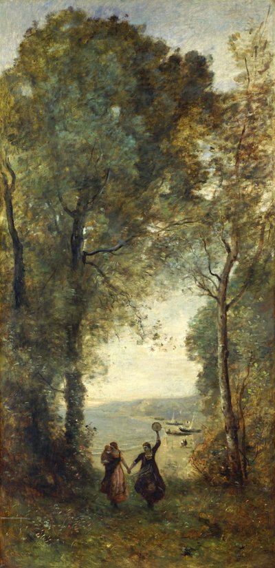 ナポリのビーチの回想、1871-1872 作： Jean Baptiste Camille Corot