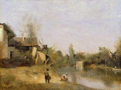 メリシュールセーヌの川岸、オーブ、1870年頃 作： Jean Baptiste Camille Corot