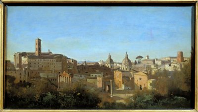 ファルネーゼ庭園から見たローマ、フォーラム。カミーユ・コロー（1796-1875）の作品 作： Jean Baptiste Camille Corot