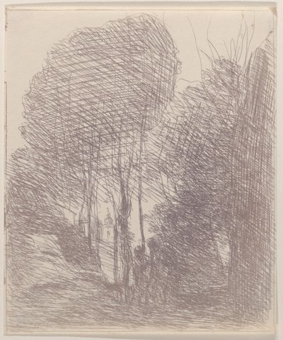 ヴィラ パンフィーリからのお土産、1871 年。 作： Jean Baptiste Camille Corot