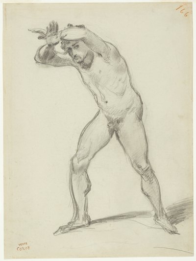 立っている男性のヌード 作： Jean Baptiste Camille Corot