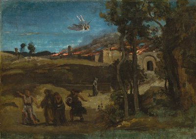 ソドムの破壊のための研究、1843年。 作： Jean Baptiste Camille Corot