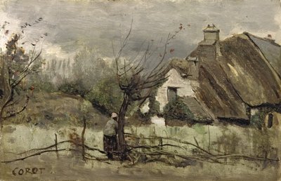 ピカルディのわらぶき屋根のコテージ 作： Jean Baptiste Camille Corot