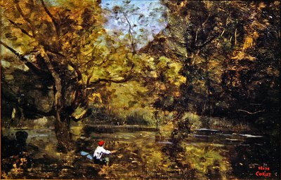 The Angler」（油彩・キャンバス） 作： Jean Baptiste Camille Corot