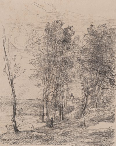 サン・ニコラ・レ・アラスの鐘楼、1871～72年。 作： Jean Baptiste Camille Corot