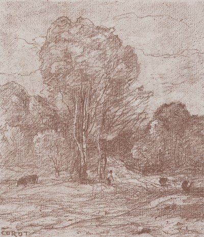 牛の憩いの場 Le Dormoir des vâches, 1871年。 作： Jean Baptiste Camille Corot