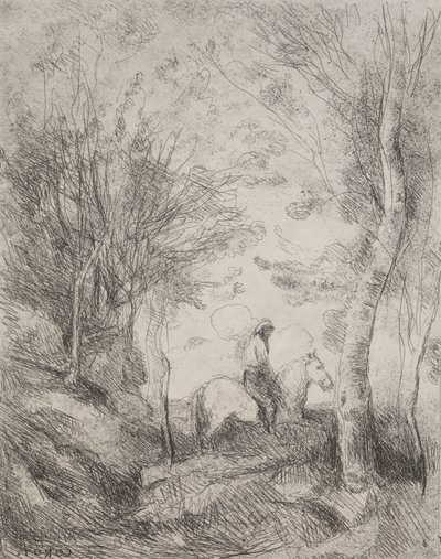 森の中の大騎士 作： Jean Baptiste Camille Corot