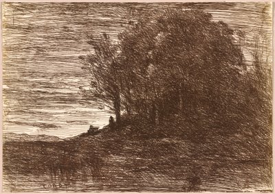 隠者の森、またはトラジメーヌ湖のほとり 作： Jean Baptiste Camille Corot