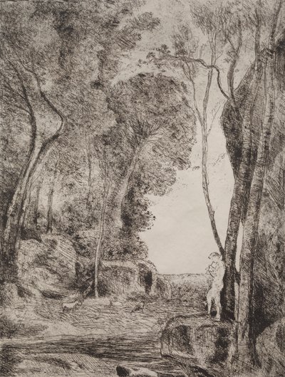 リトルシェパード、オリジナルの印象1855、1921年に印刷。 作： Jean Baptiste Camille Corot