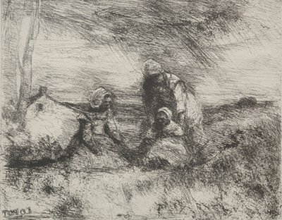 1921年に印刷されたリトルシスター、オリジナルの印象1854。 作： Jean Baptiste Camille Corot