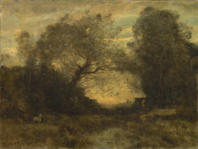 森の入り口の池、1860〜75年頃 作： Jean Baptiste Camille Corot