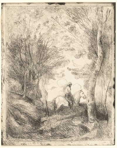 森のライダー 大皿 作： Jean Baptiste Camille Corot