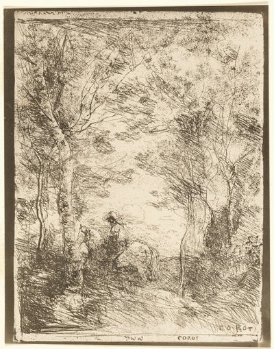 森のライダー 小皿 作： Jean Baptiste Camille Corot