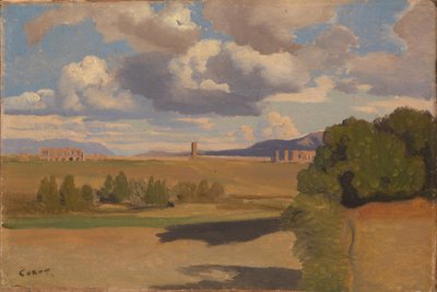 クラウディウス水道橋のあるローマのカンパーニャ 作： Jean Baptiste Camille Corot