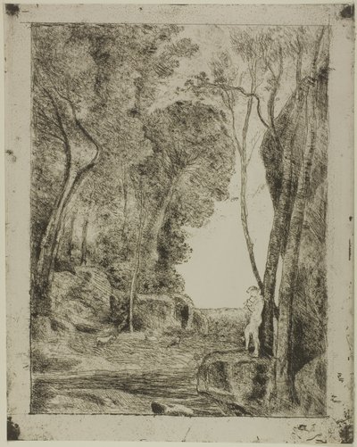 若い羊飼い、最初のプレート 作： Jean Baptiste Camille Corot