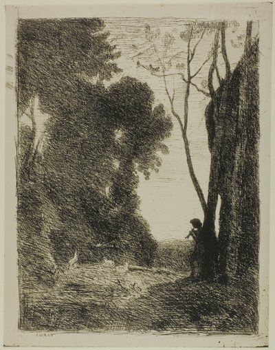 若い羊飼い、二皿目 作： Jean Baptiste Camille Corot