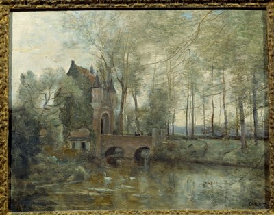 ワグヌーヴィル城。カミーユ・コロー（1796-1875）の絵 作： Jean Baptiste Camille Corot