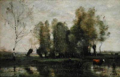 湿地帯の木」1855-60年頃（油彩・キャンバス） 作： Jean Baptiste Camille Corot