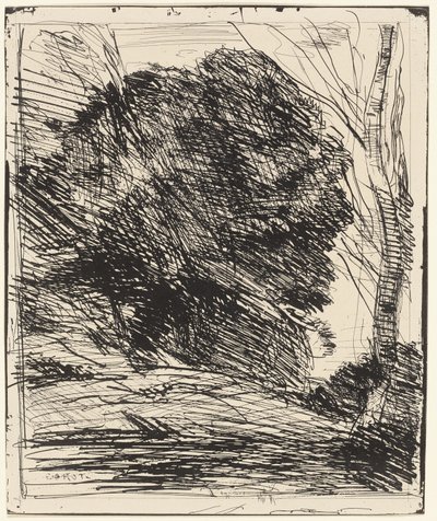 山腹の木々 作： Jean Baptiste Camille Corot