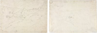 マリノ (直腸) のビュー。 風景のスケッチ (裏面) 作： Jean Baptiste Camille Corot