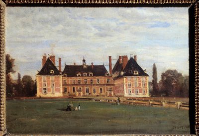 イブリン地方のベリー・ア・ロズニー公爵夫人マリー・カロリーヌの城の眺め 絵画：カミーユ・コロー（1796-1875） 1840年 日照。0,24x0,35 m 作： Jean Baptiste Camille Corot