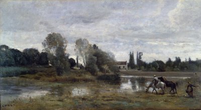 ヴィル・ダヴレー、ホース・ウォータリング、1860-65年頃 作： Jean Baptiste Camille Corot