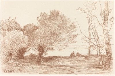 柳と白ポプラ (Saules et peupliers blancs) 作： Jean Baptiste Camille Corot